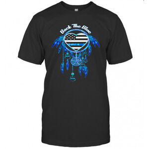 Dream Catcher Back The Blue Heart American Flag Independence Day T-Shirt